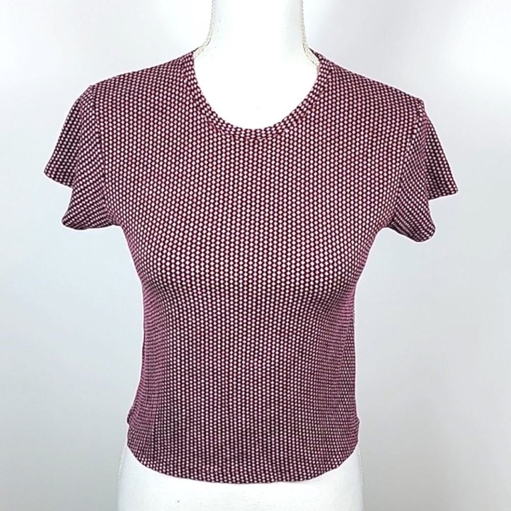 Brandy Melville Burgundy Short Sleeve Crop Cropped Top - one size